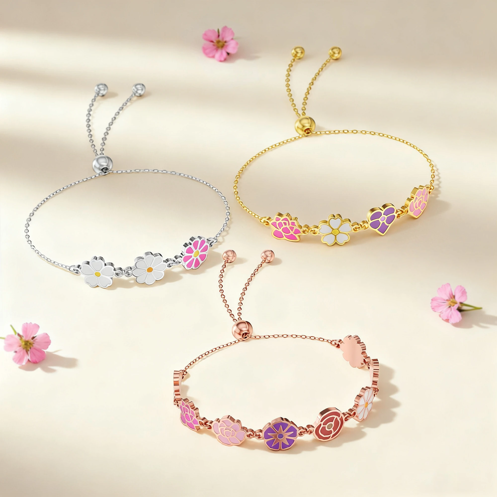 Custom 1-8 Colorful Birth Flower Bracelet