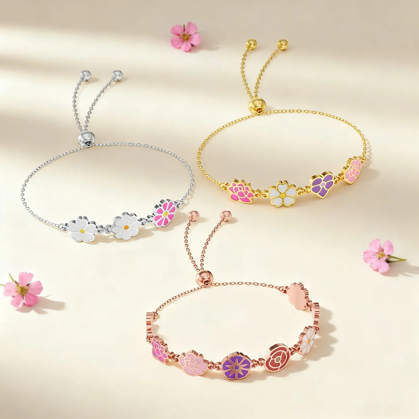 Custom 1-8 Colorful Birth Flower Bracelet