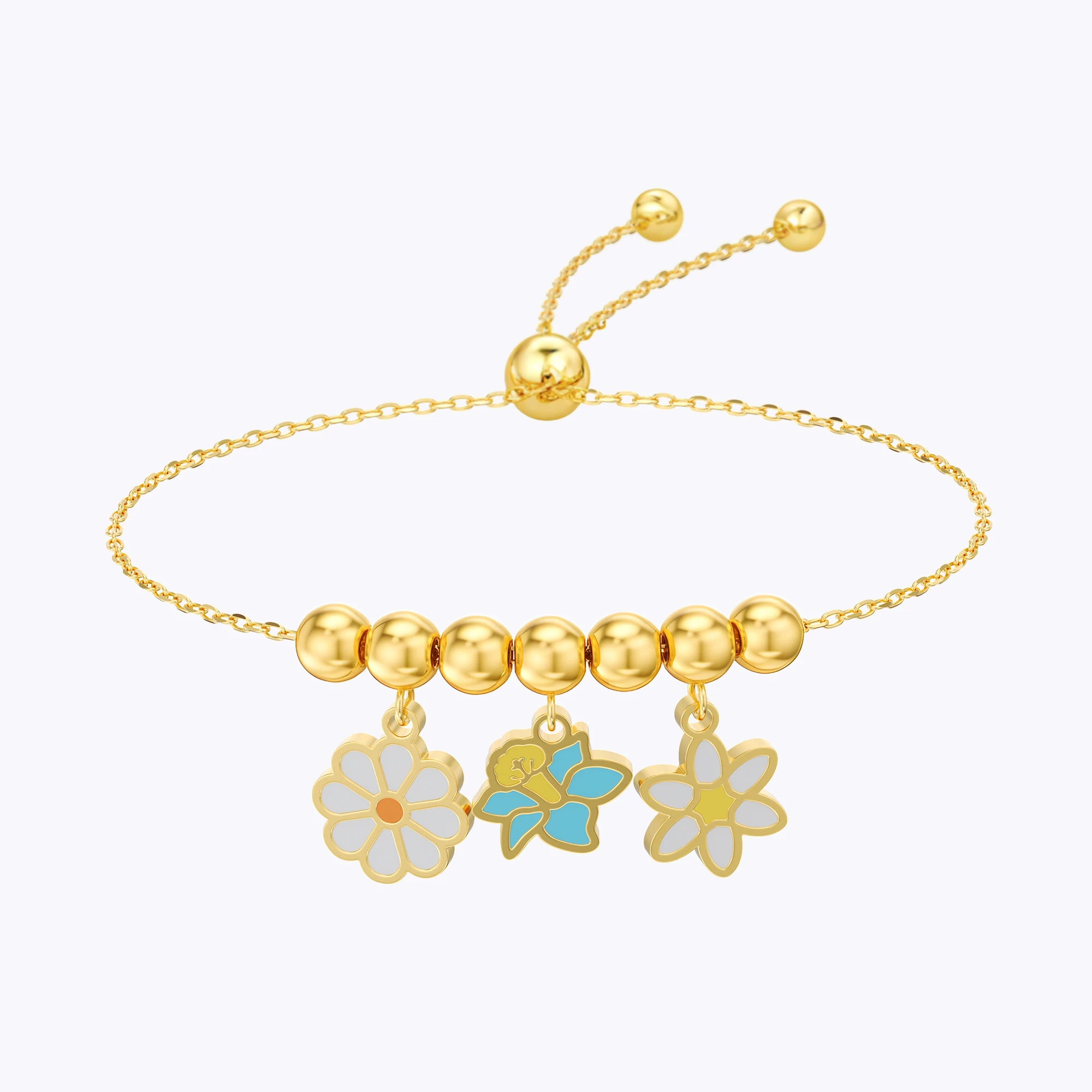 Custom 1-8 Birth Flower Adjustable Bracelet