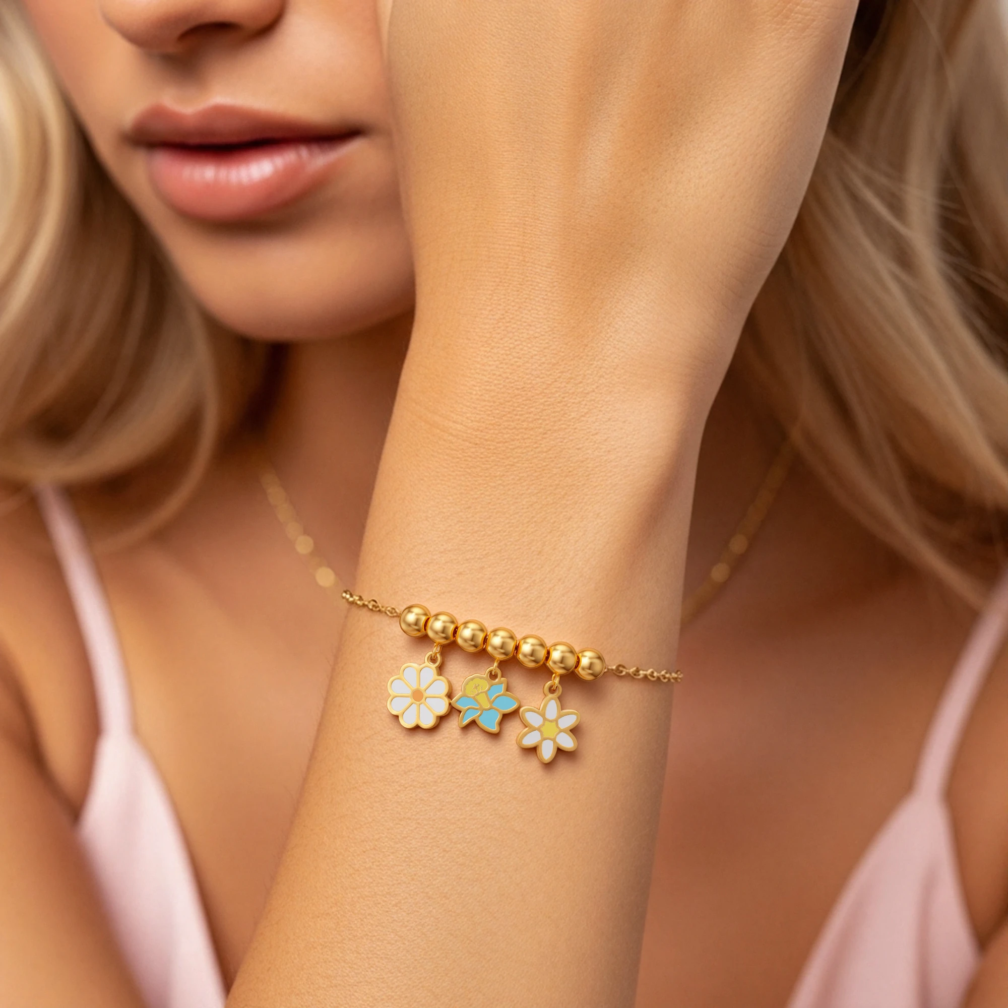 Custom 1-8 Birth Flower Adjustable Bracelet