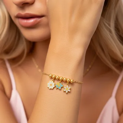 Custom 1-8 Birth Flower Adjustable Bracelet