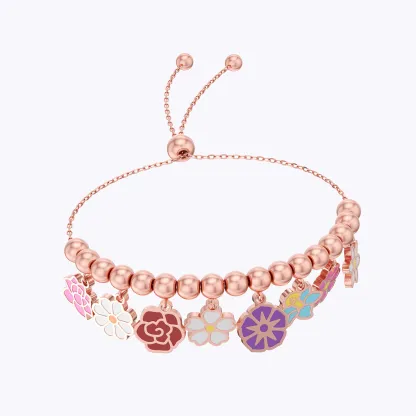 Custom 1-8 Birth Flower Adjustable Bracelet