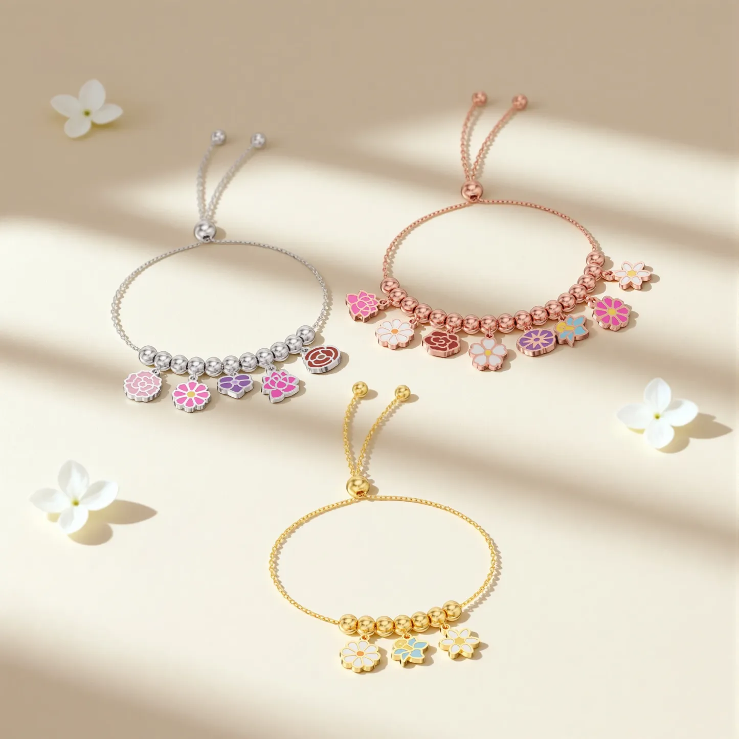 Custom 1-8 Birth Flower Adjustable Bracelet