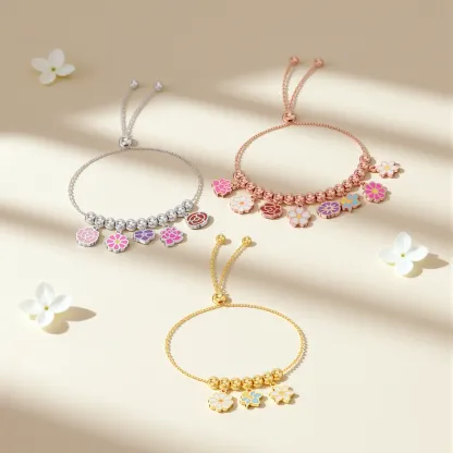 Custom 1-8 Birth Flower Adjustable Bracelet