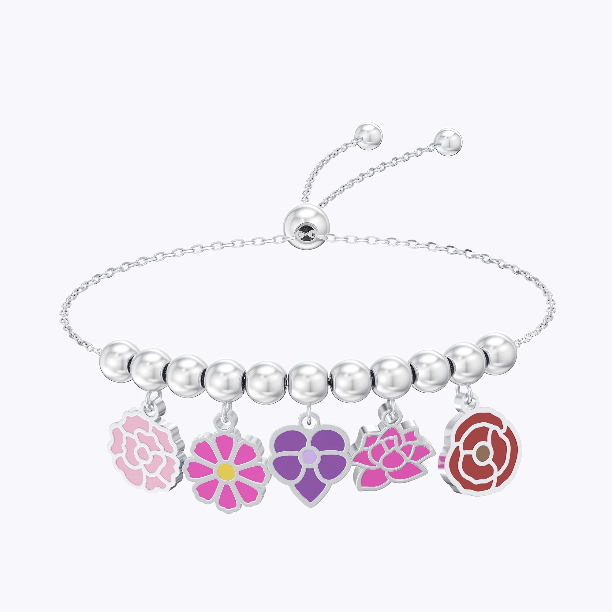 Custom 1-8 Birth Flower Adjustable Bracelet