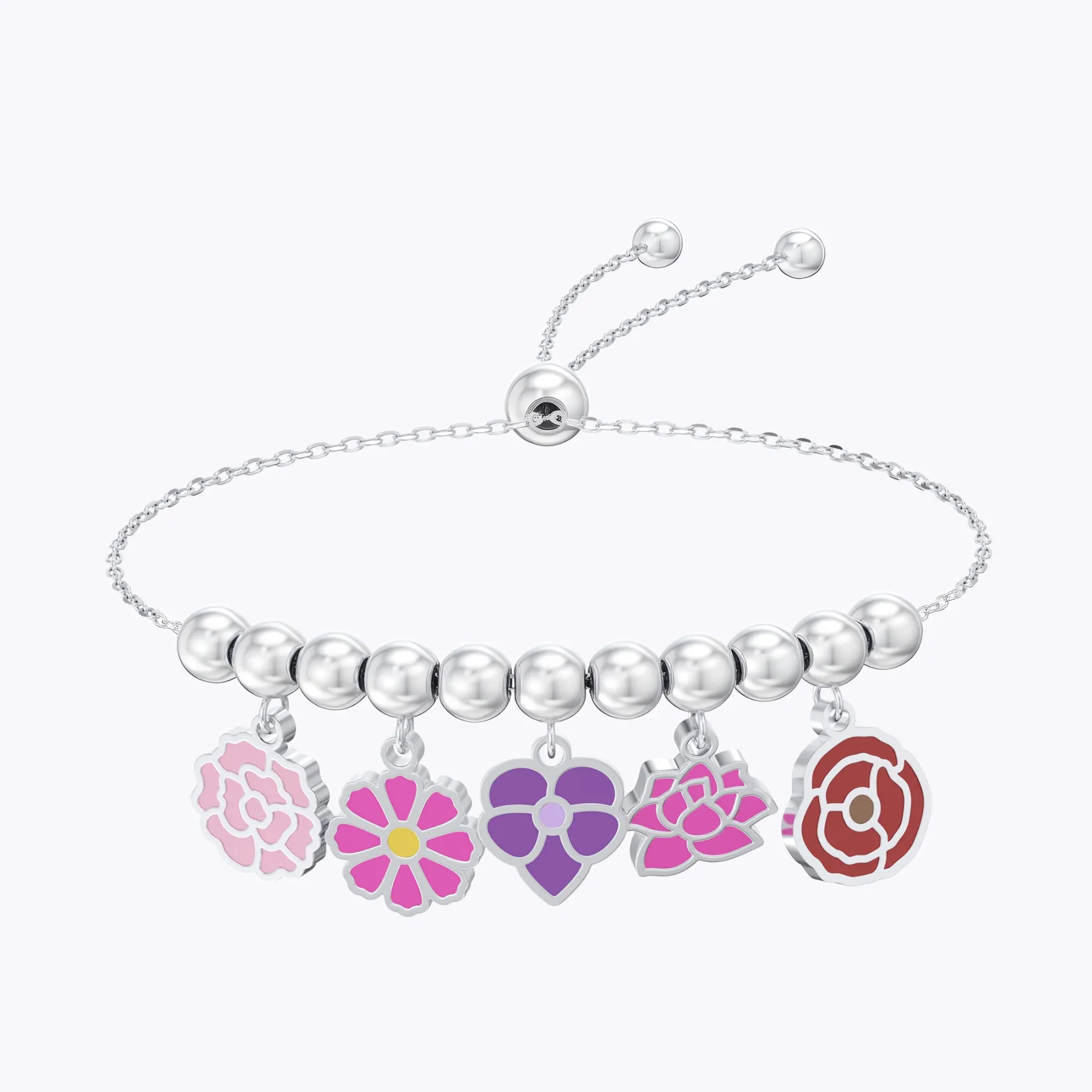 Custom 1-8 Birth Flower Adjustable Bracelet