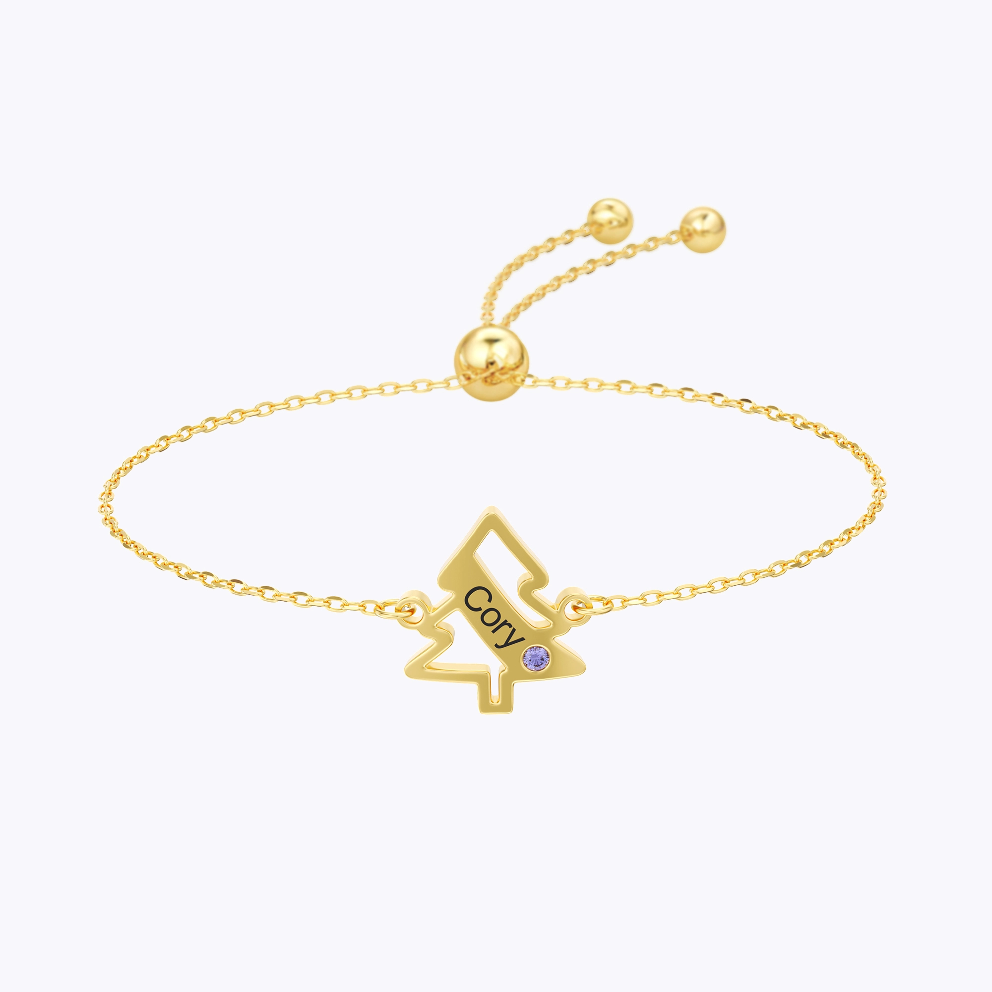 Custom 1-5 Name Birtstone Christmas Tree Adjustable Bracelet