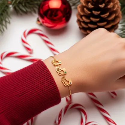 Custom 1-5 Name Christmas Stocking Adjustable Bracelet