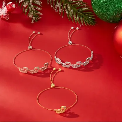 Custom 1-5 Name Christmas Stocking Adjustable Bracelet