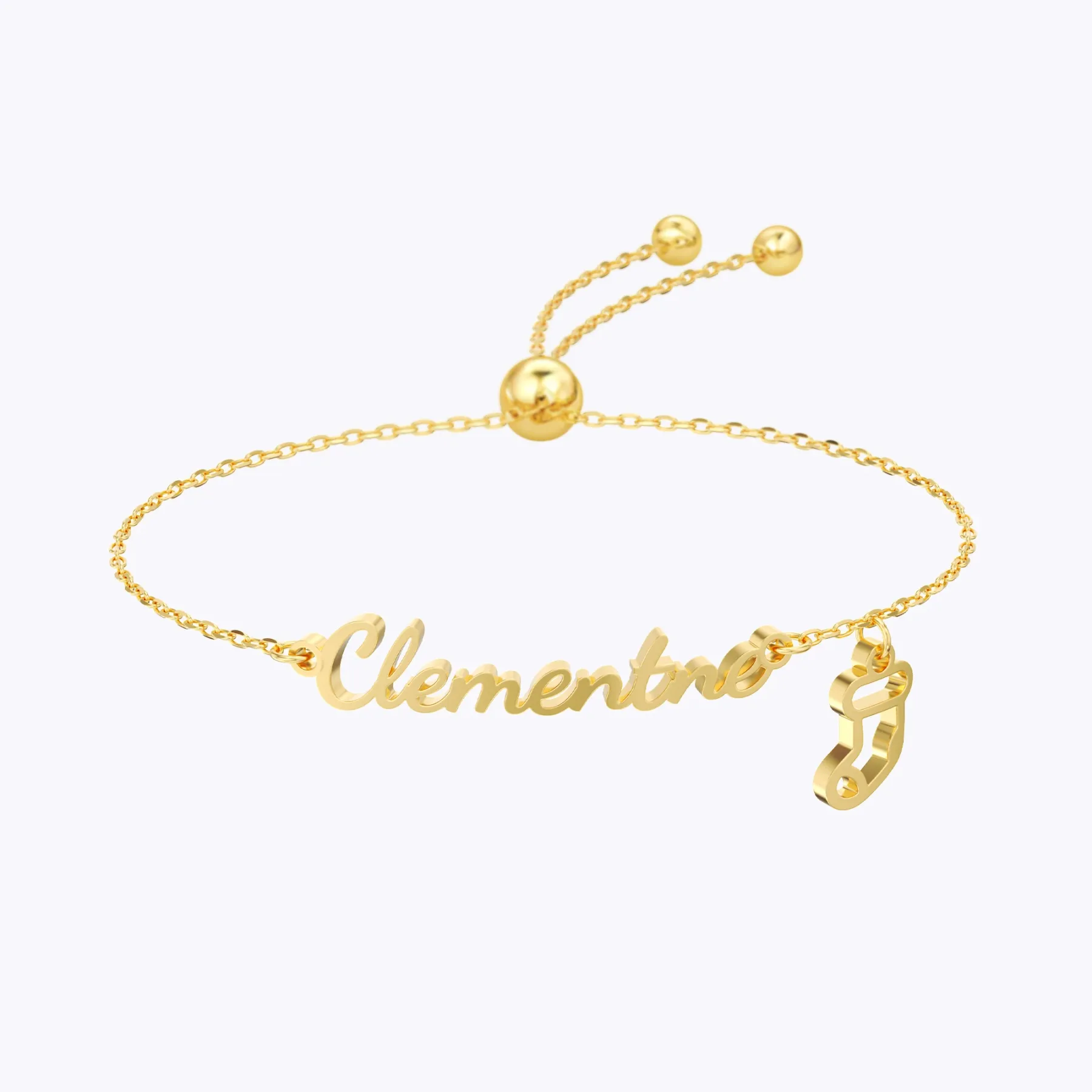 Custom Name Christmas Charm Adjustable Bracelet