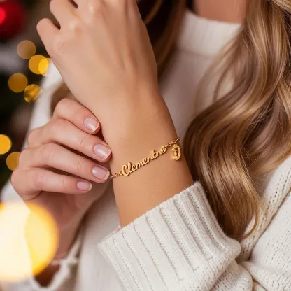 Custom Name Christmas Charm Adjustable Bracelet