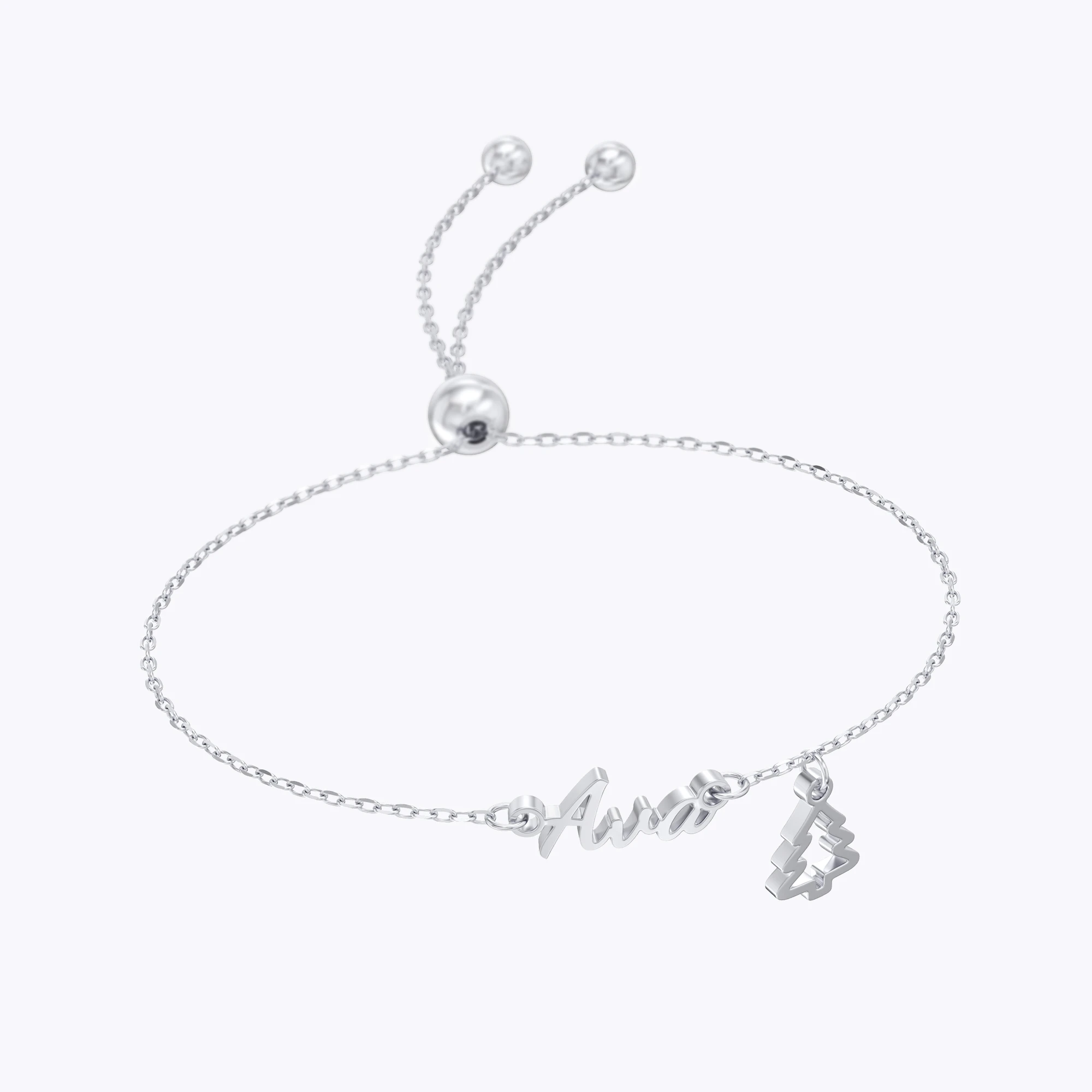 Custom Name Christmas Charm Adjustable Bracelet