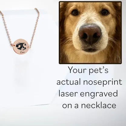 Custom Dog Nose Print Engraved Round Disc Pendant Bracelet
