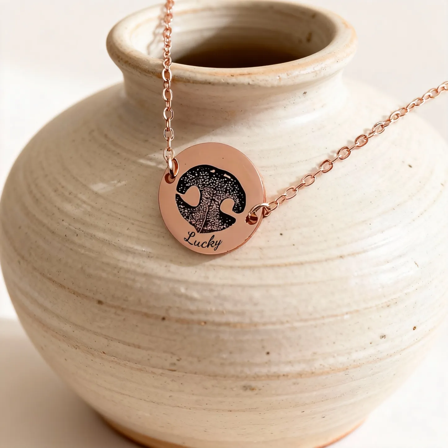 Custom Dog Nose Print Engraved Round Disc Pendant Bracelet