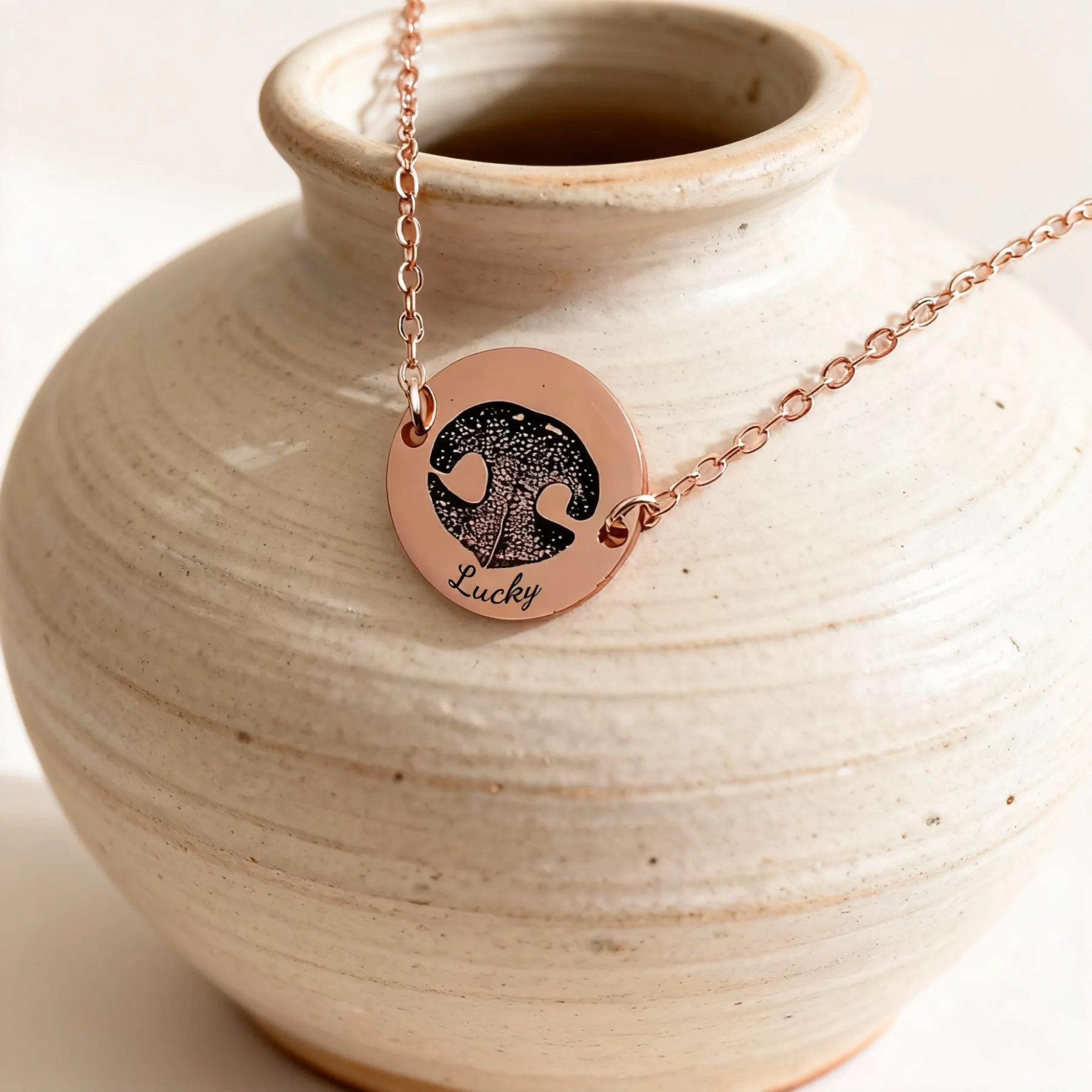 Custom Dog Nose Print Engraved Round Disc Pendant Bracelet
