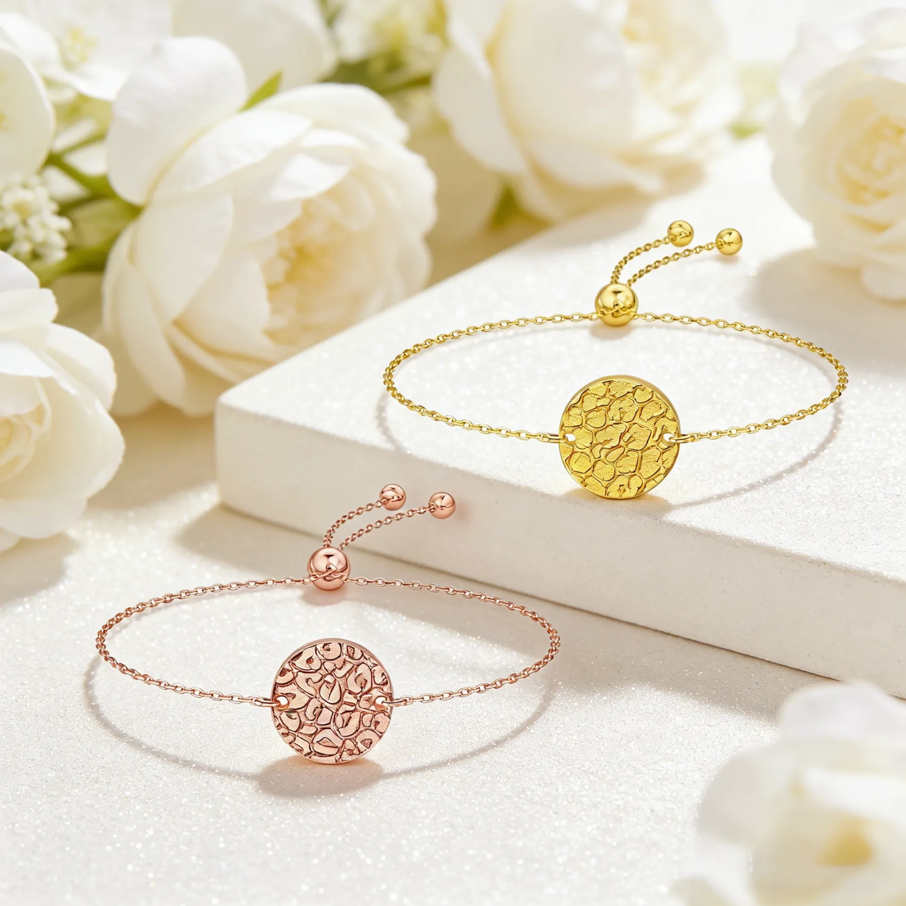 Custom Dog Cat Nose Print Round Shape Pendant Bracelet with Engraved Name