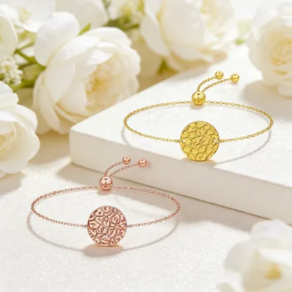 Custom Dog Cat Nose Print Round Shape Pendant Bracelet with Engraved Name