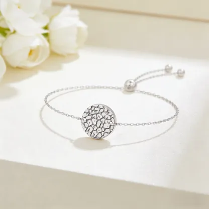 Custom Dog Cat Nose Print Round Shape Pendant Bracelet with Engraved Name