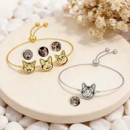 Custom 1-5 Dog Cat Pet Photo Bracelet