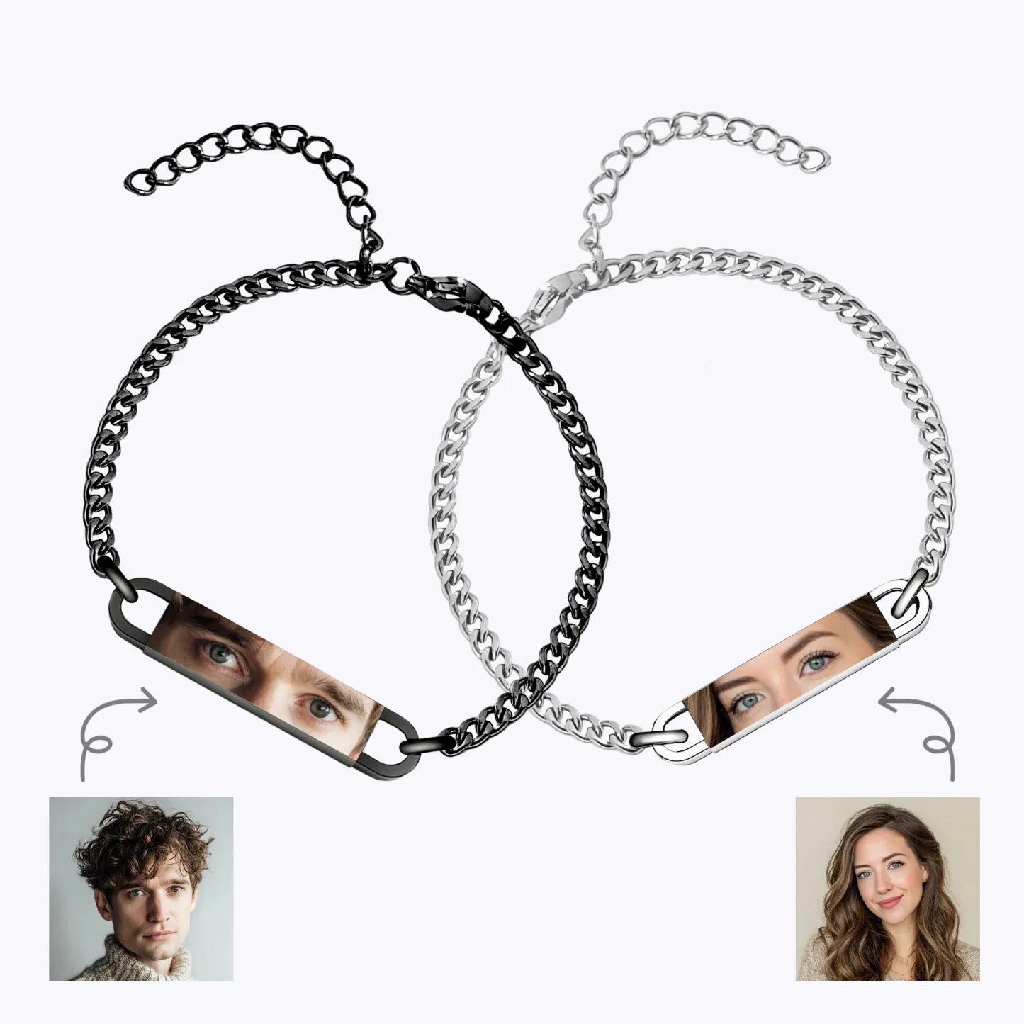 Custom Eye Photo Bracelets For Couple