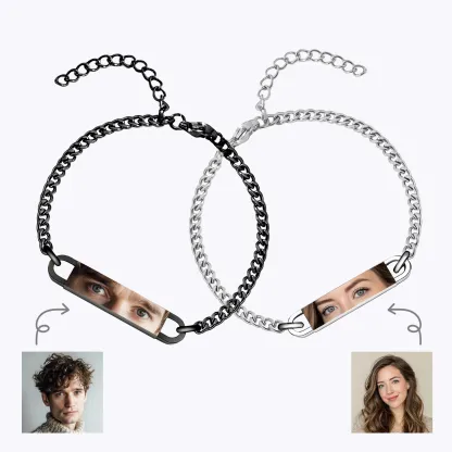 Custom Eye Photo Bracelets For Couple