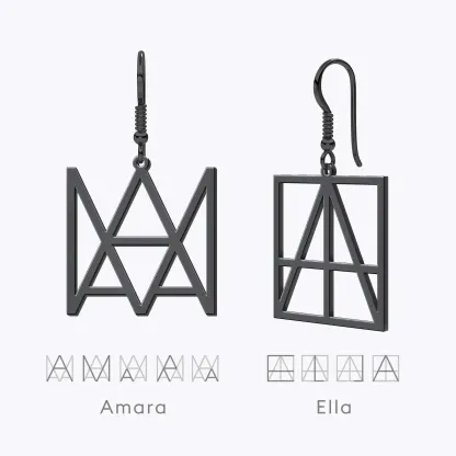 Geo Code Custom Name Logo Monogram Earring