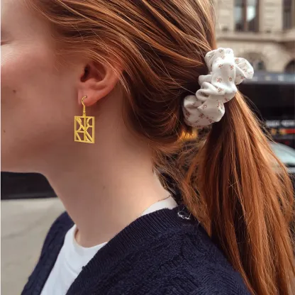 Geo Code Custom Name Logo Monogram Necklace and Earring Set