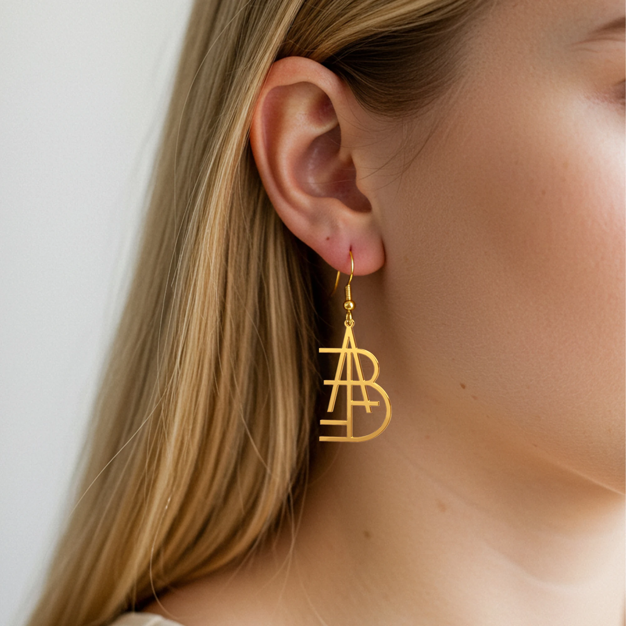 Geo Code Custom Name Logo Monogram Necklace and Earring Set