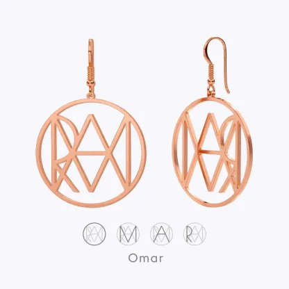 Geo Code Custom Name Logo Monogram Earring