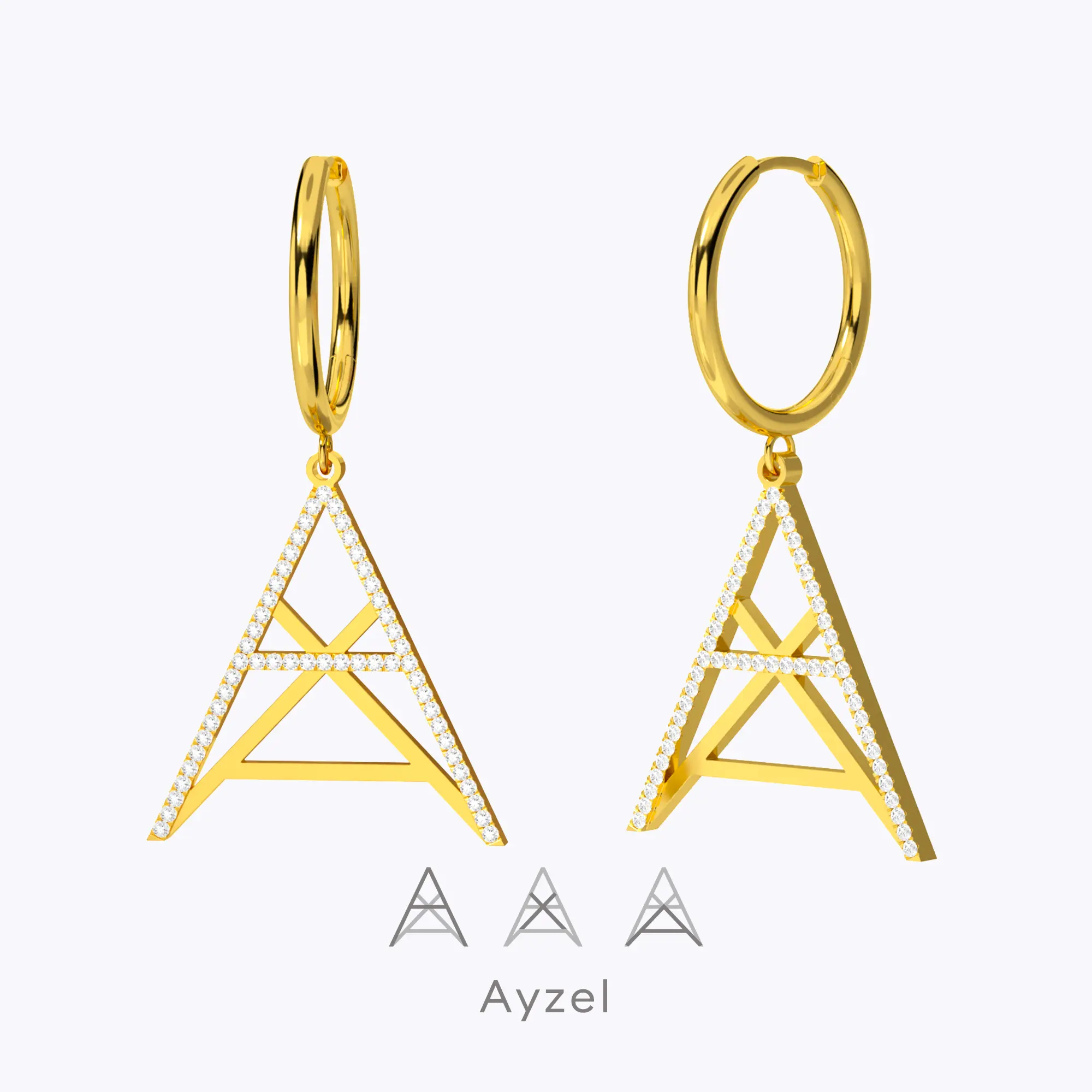Geo Code Custom Pavé Initial Name Logo Monogram Earring