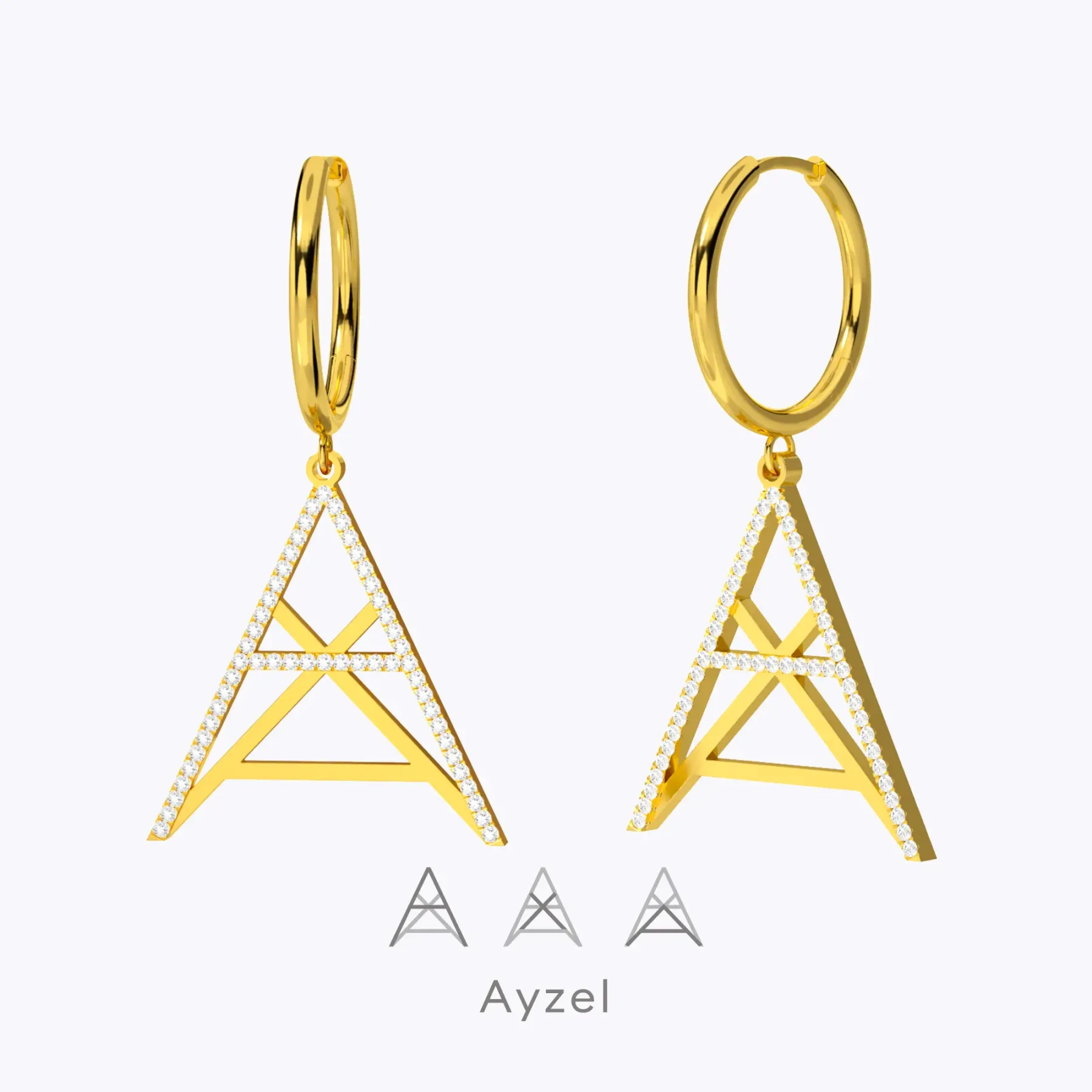 Geo Code Custom Pavé Initial Name Logo Monogram Earring