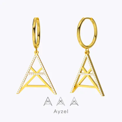 Geo Code Custom Pavé Initial Name Logo Monogram Earring
