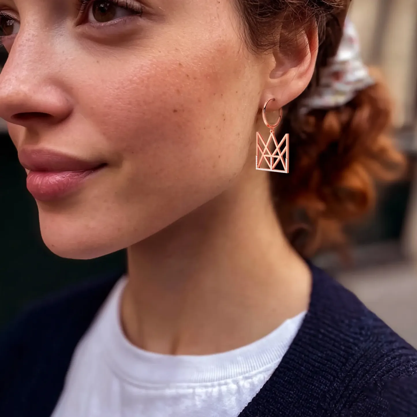 Geo Code Custom Pavé Initial Name Logo Monogram Earring