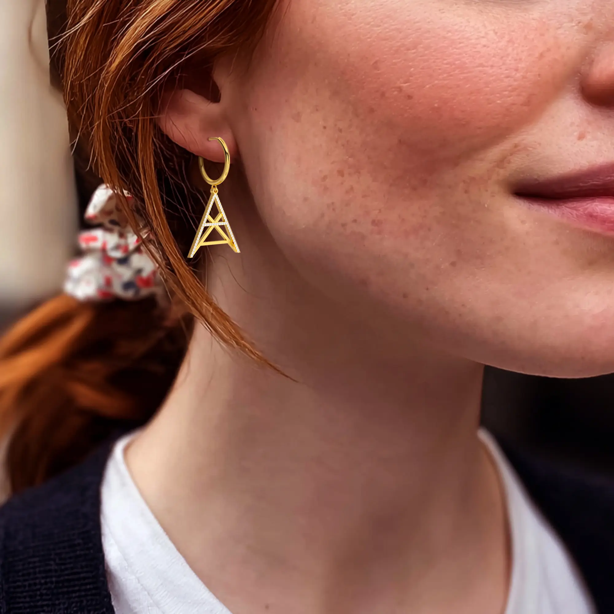 Geo Code Custom Pavé Initial Name Logo Monogram Earring