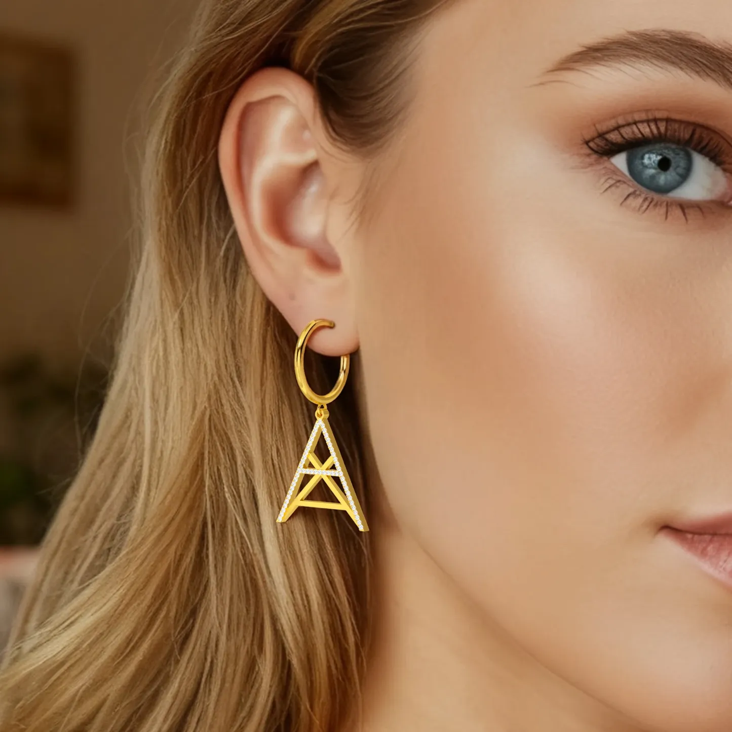 Geo Code Custom Pavé Initial Name Logo Monogram Earrings