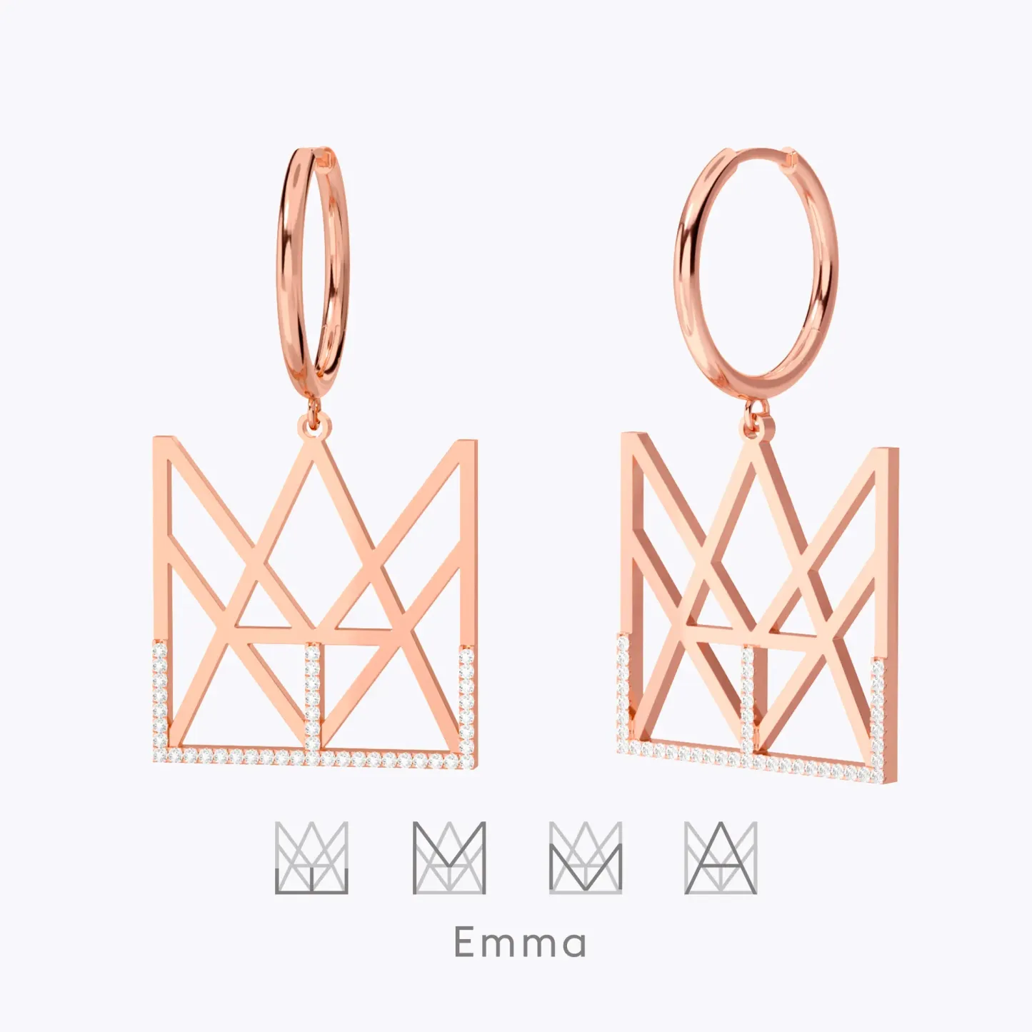 Geo Code Custom Pavé Initial Name Logo Monogram Earring