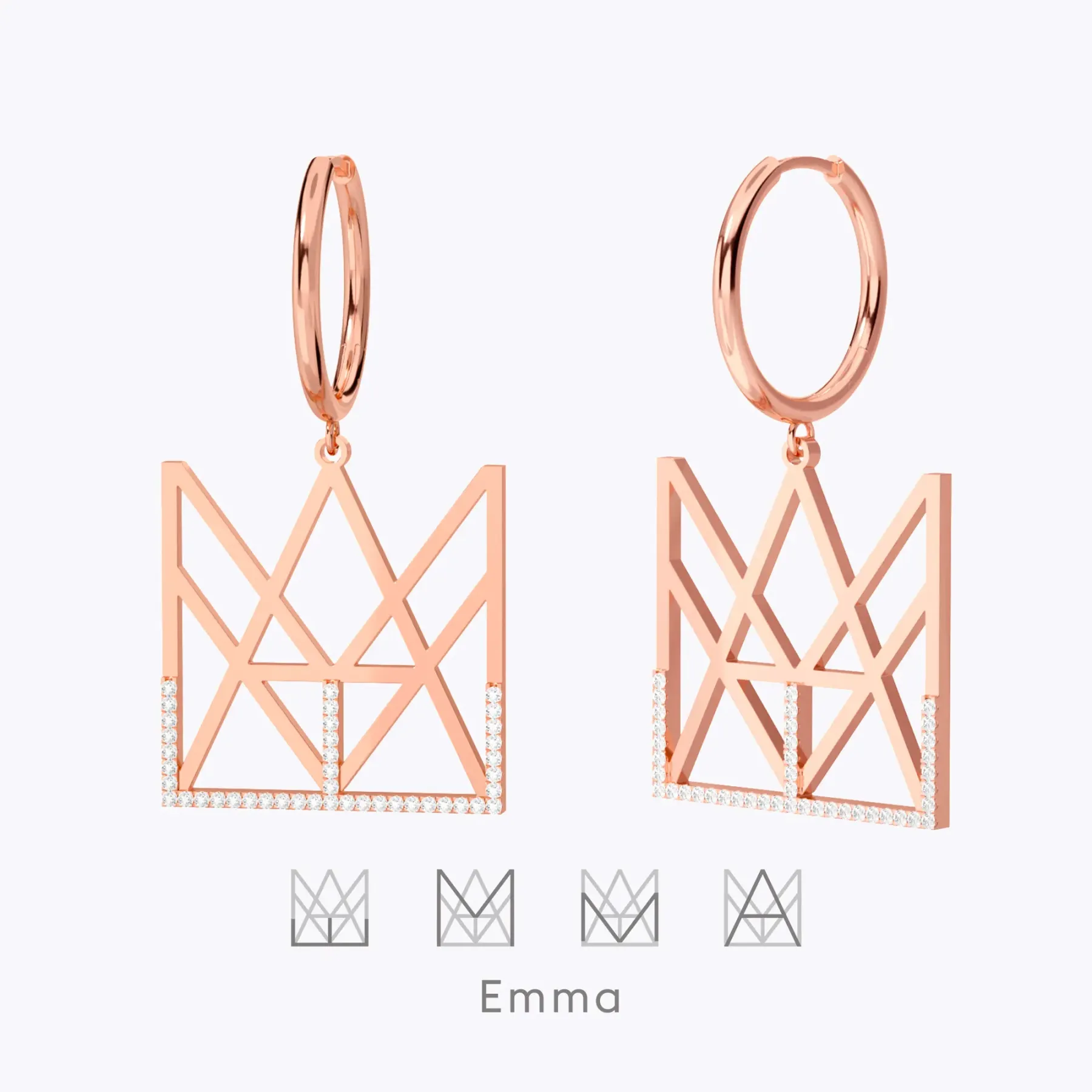 Geo Code Custom Pavé Initial Name Logo Monogram Earring