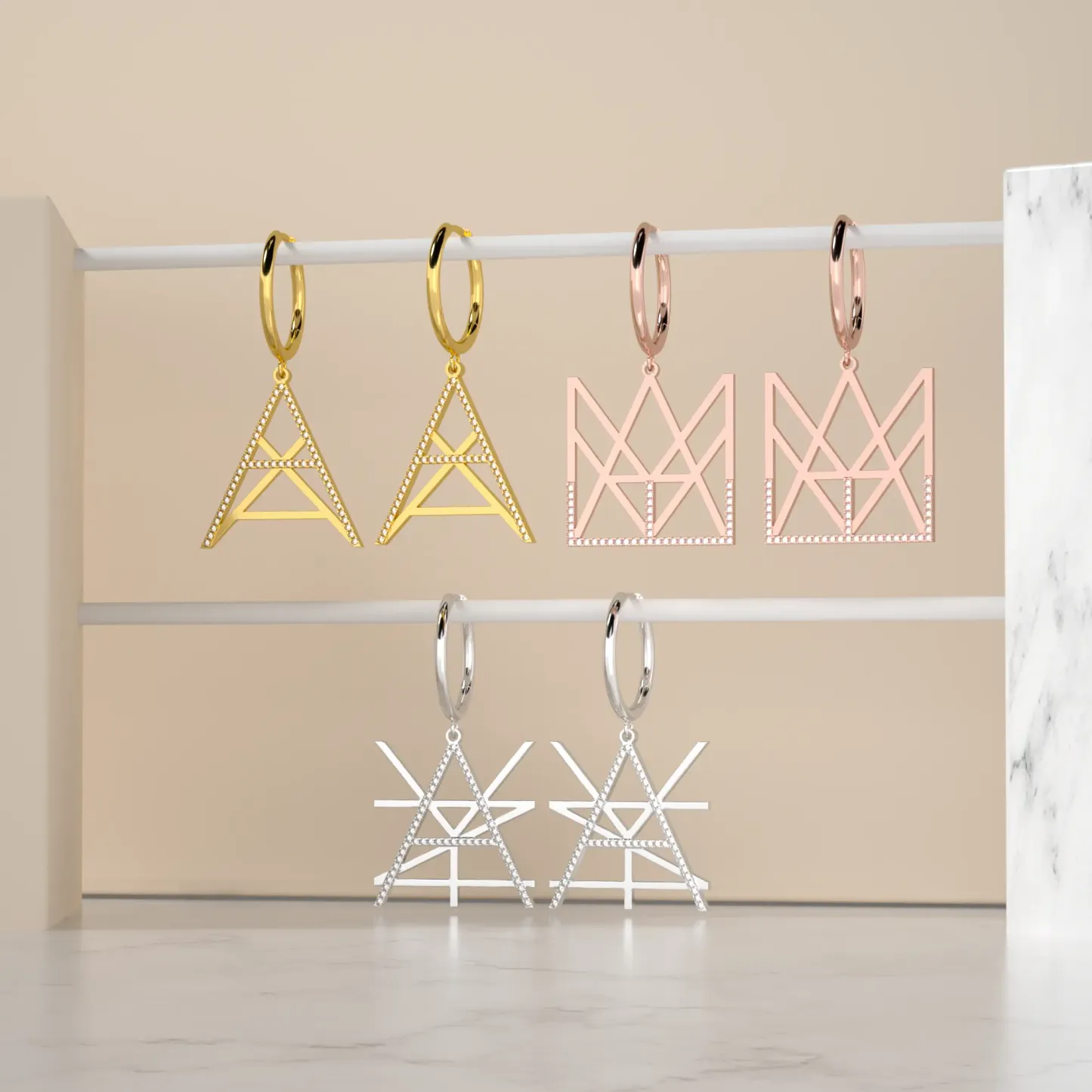 Geo Code Custom Pavé Initial Name Logo Monogram Earring