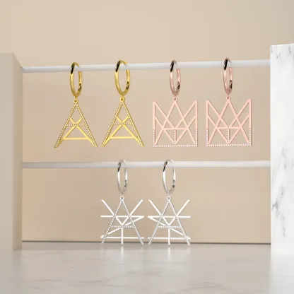 Geo Code Custom Pavé Initial Name Logo Monogram Earring