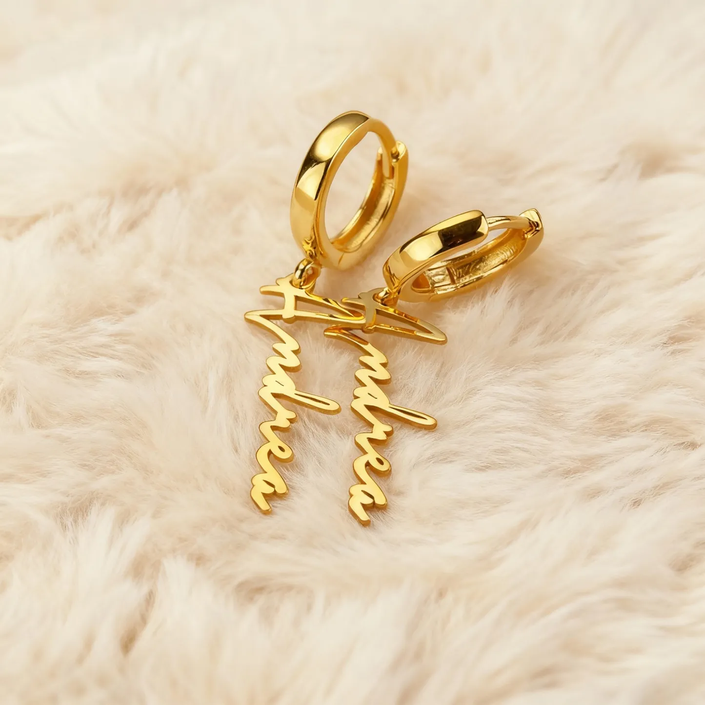 Personalized Name Charm Huggie Hoop Earrings