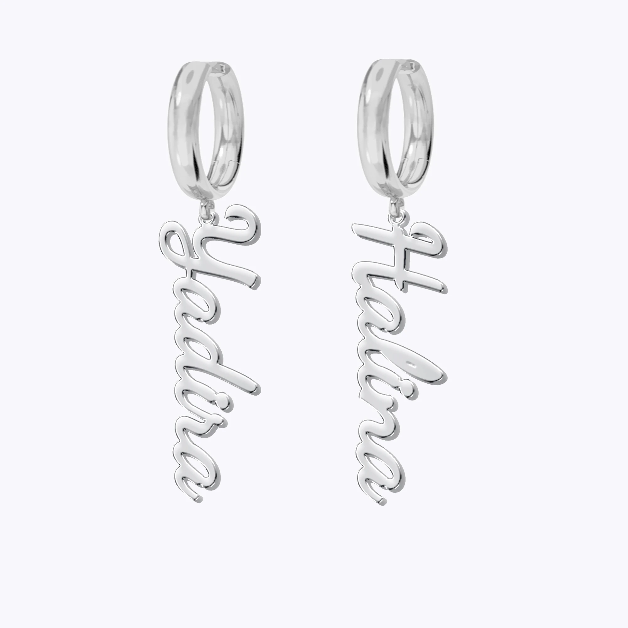 Personalized Name Charm Huggie Hoop Earrings