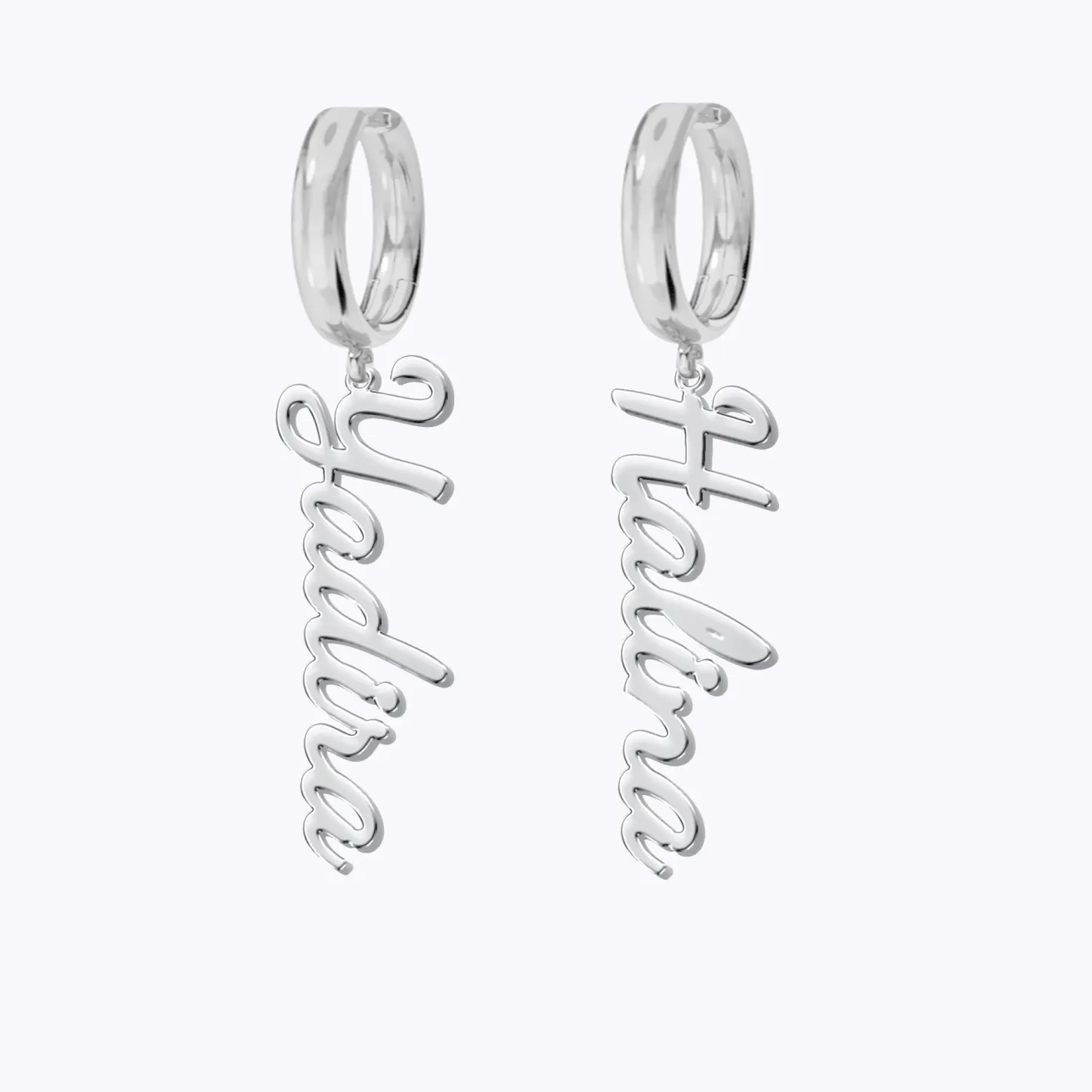 Personalized Name Charm Huggie Hoop Earrings