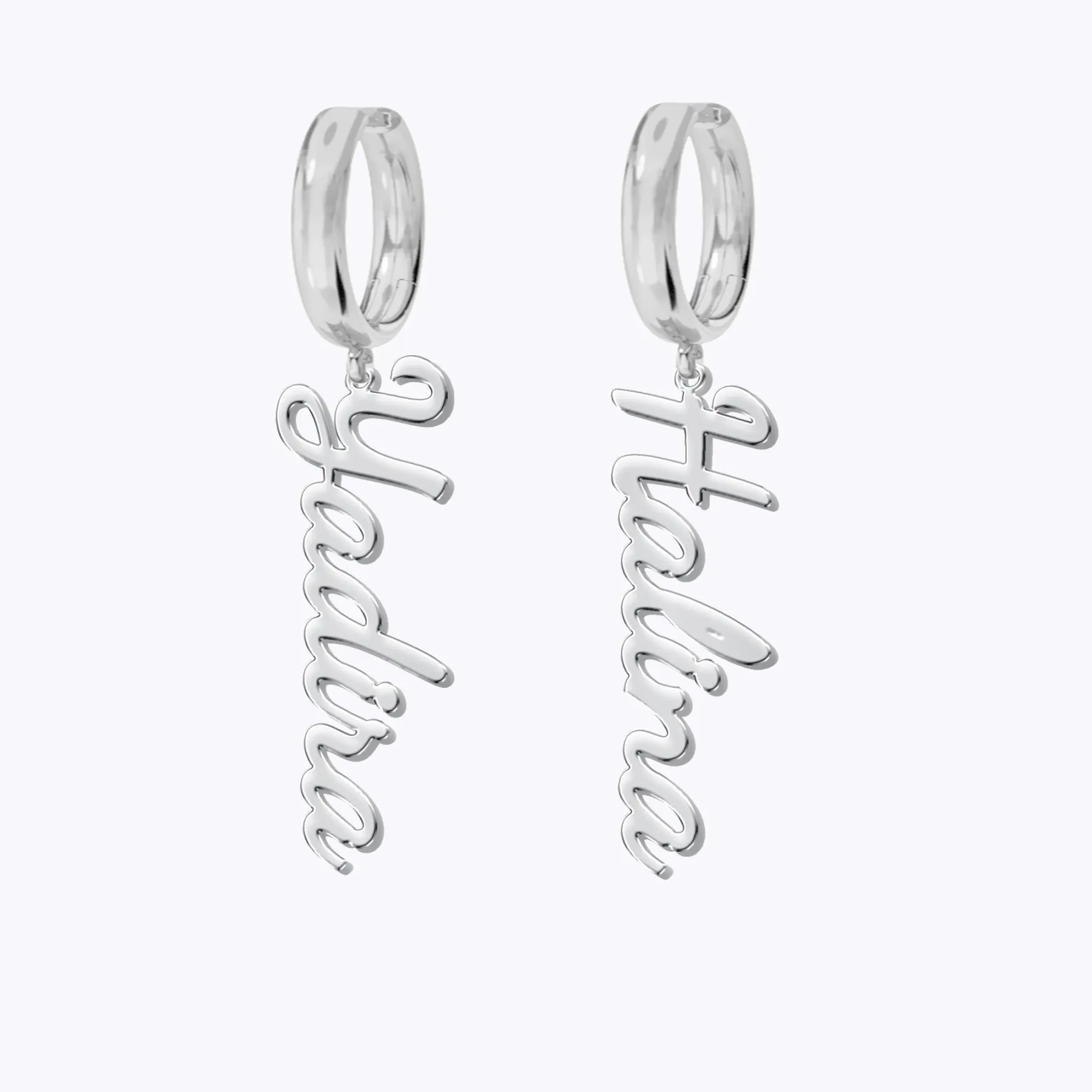 Personalized Name Charm Huggie Hoop Earrings