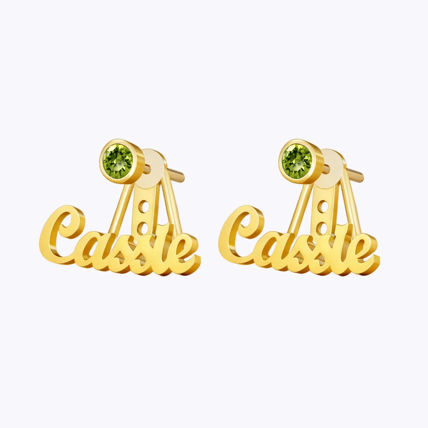 Custom Nmae Round Birthstone Studs