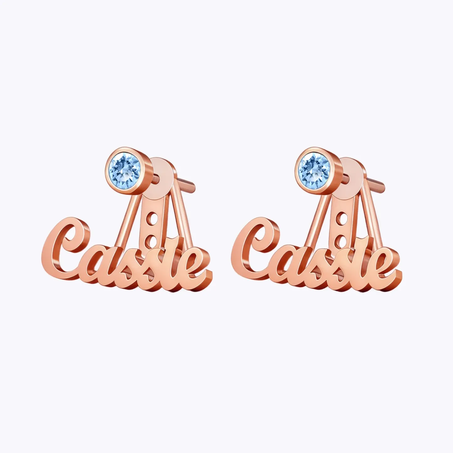 Custom Nmae Round Birthstone Studs