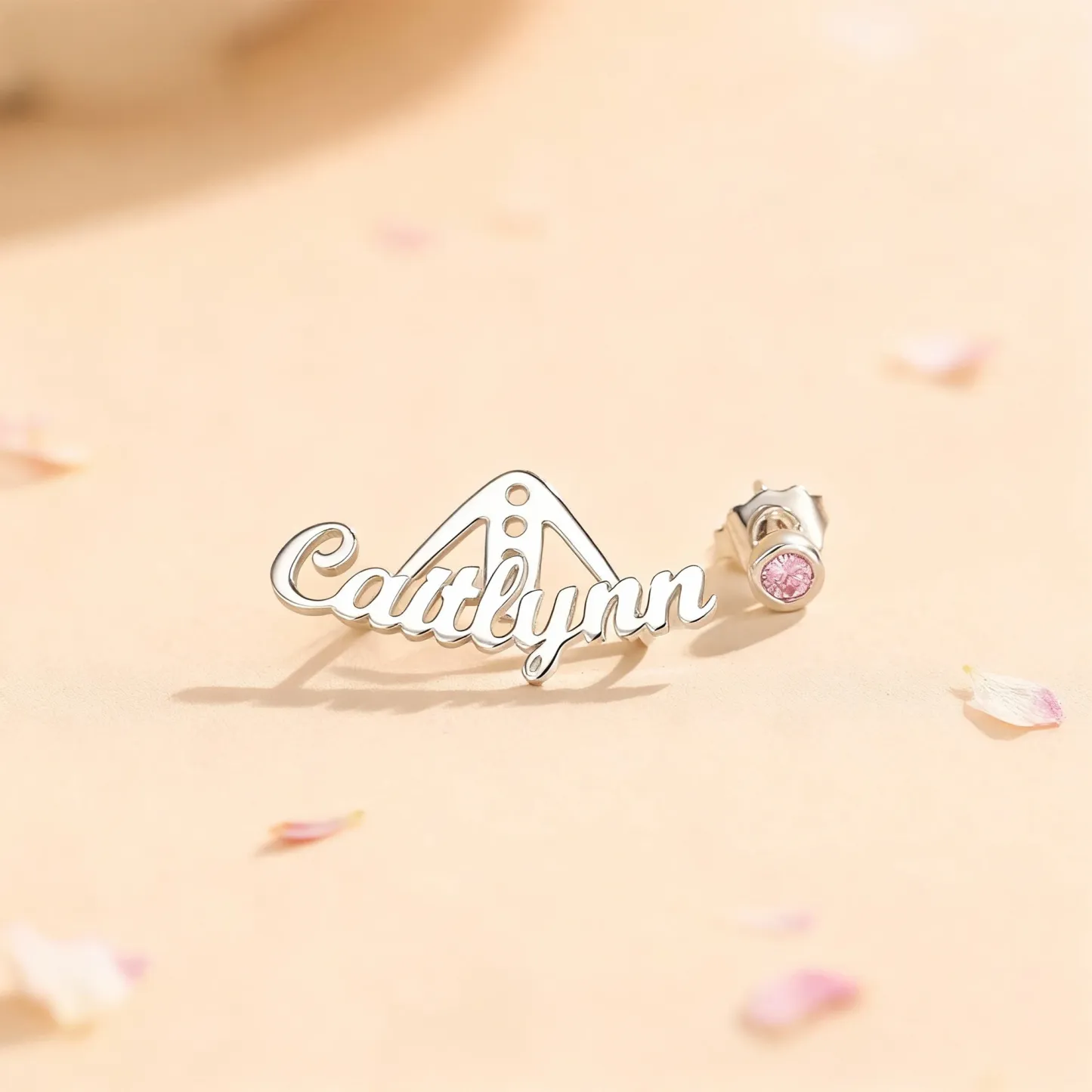 Custom Nmae Round Birthstone Studs