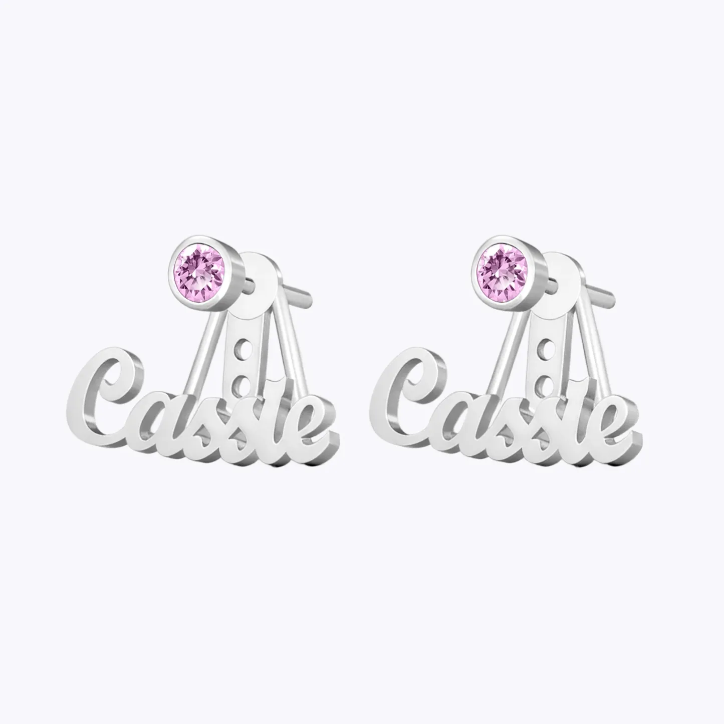 Custom Nmae Round Birthstone Studs