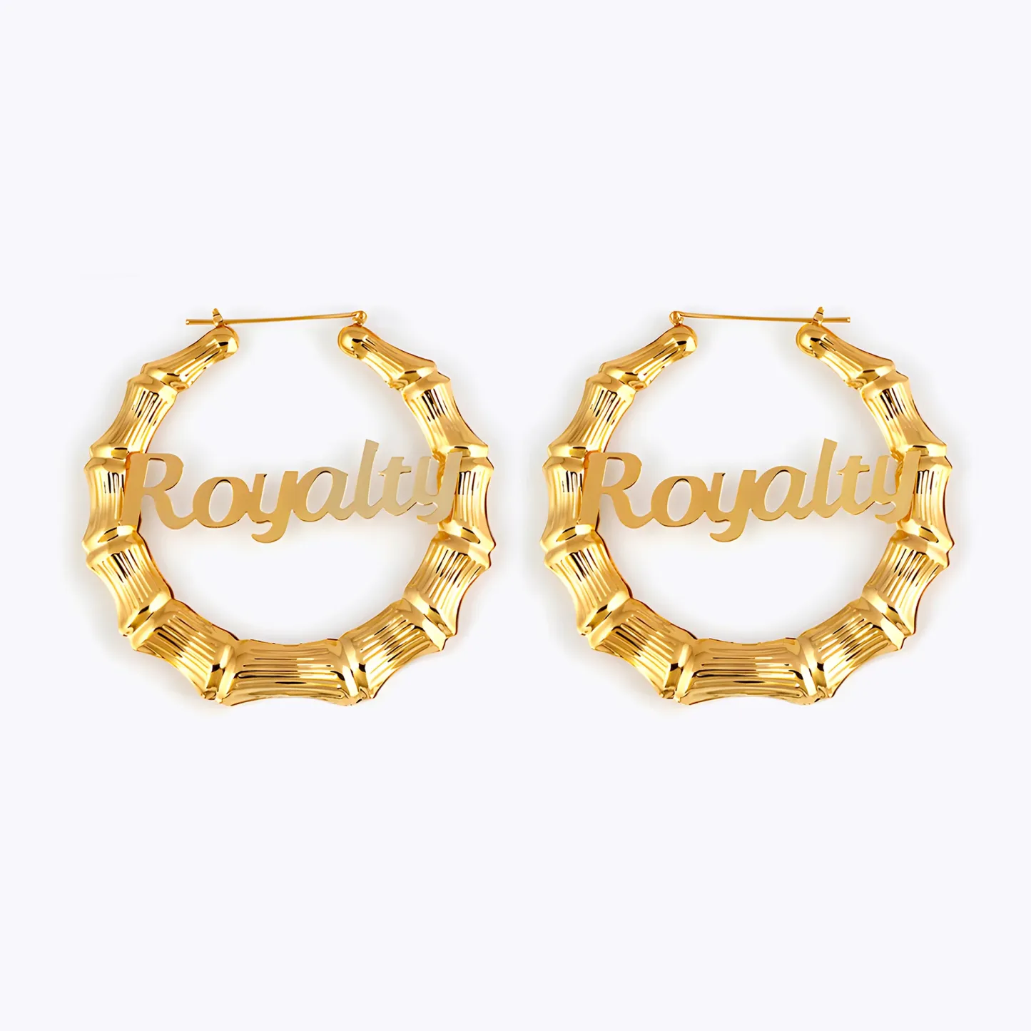 Custom Name Bamboo Hoop Earrings