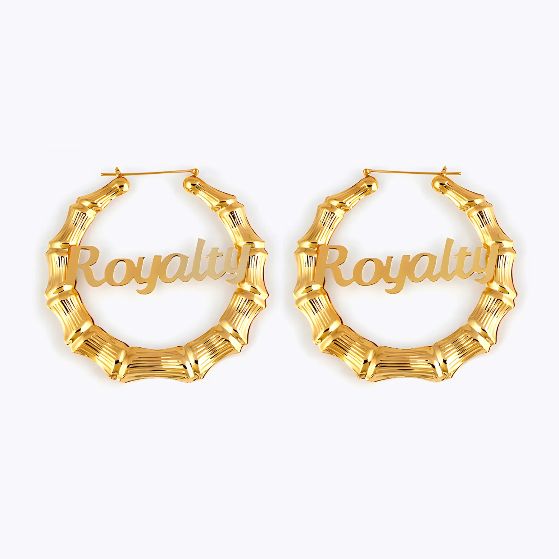 Custom Name Bamboo Hoop Earrings