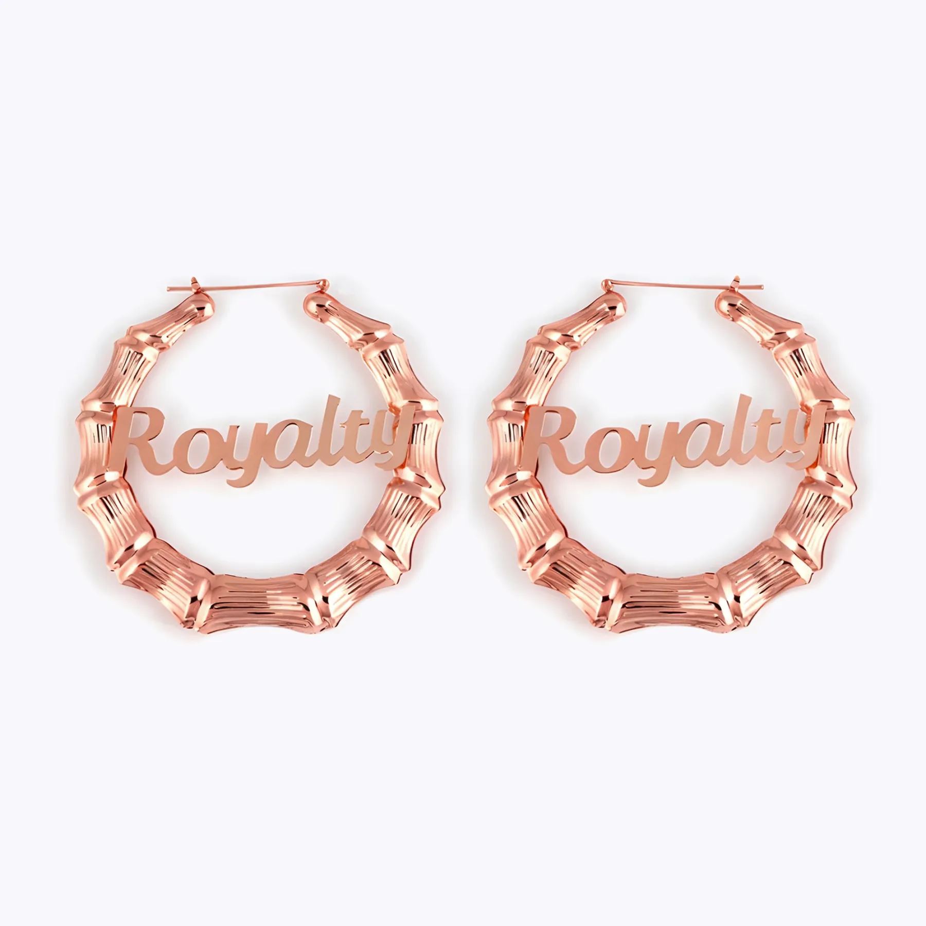 Custom Name Bamboo Hoop Earrings